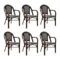 Zestaw 6 krzeseł ogrodowych CAFE PARIS    ARM brązowy rattan