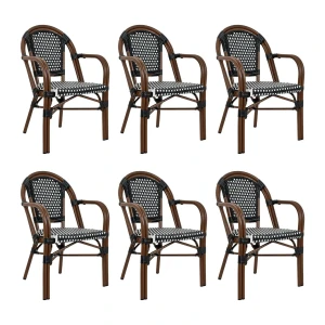 Zestaw 6 krzeseł ogrodowych CAFE PARIS    ARM brązowy rattan