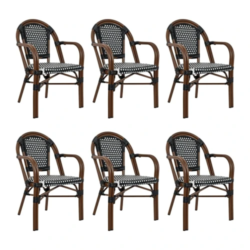 Zestaw 6 krzeseł ogrodowych CAFE PARIS    ARM brązowy rattan