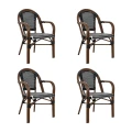 Zestaw 4 krzeseł ogrodowych CAFE PARIS ARM brązowy rattan
