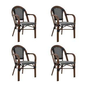Zestaw 4 krzeseł ogrodowych CAFE PARIS ARM brązowy rattan