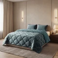 240x200 Lazy TEDDY velvet zieleń kołdra z poszewkami na poduszkę