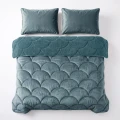 200x200 Lazy TEDDY velvet zieleń kołdra z poszewkami na poduszkę