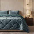 200x200 Lazy TEDDY velvet zieleń kołdra z poszewkami na poduszkę