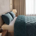 200x200 Lazy TEDDY velvet zieleń kołdra z poszewkami na poduszkę