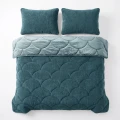 200x200 Lazy TEDDY velvet zieleń kołdra z poszewkami na poduszkę
