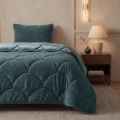 140x200 Lazy TEDDY velvet  zieleń Kpl kołdra z poszewką na poduszkę
