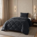 140x200 Lazy TEDDY velvet czarna kołdra z poszewką na poduszkę