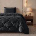 140x200 Lazy TEDDY velvet czarna kołdra z poszewką na poduszkę