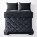200x200 Lazy TEDDY velvet czarna kołdra z poszewkami na poduszkę
