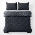 200x200 Lazy TEDDY velvet czarna kołdra z poszewkami na poduszkę