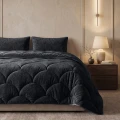 200x200 Lazy TEDDY velvet czarna kołdra z poszewkami na poduszkę