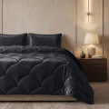 240x200 Lazy TEDDY velvet czarna kołdra z poszewkami na poduszkę