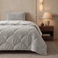 140x200 Lazy TEDDY velvet beż kołdra z poszewką na poduszkę
