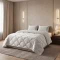 200x200 Lazy TEDDY velvet beż kołdra z poszewkami na poduszkę