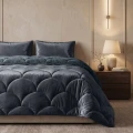 240x200 Lazy TEDDY velvet antracyt kołdra z poszewkami na poduszkę