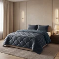 200x200 Lazy TEDDY velvet  antracyt Kpl kołdra z poszewkami na poduszkę