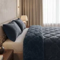 200x200 Lazy TEDDY velvet  antracyt Kpl kołdra z poszewkami na poduszkę
