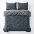 200x200 Lazy TEDDY velvet  antracyt Kpl kołdra z poszewkami na poduszkę