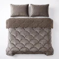 200x200 Lazy TEDDY velvet  ciemny brąz kołdra z poszewkami na poduszkę