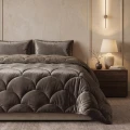 200x200 Lazy TEDDY velvet  ciemny brąz kołdra z poszewkami na poduszkę