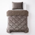 140x200 Lazy TEDDY velvet  ciemny brąz kołdra z poszewką na poduszkę