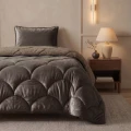 140x200 Lazy TEDDY velvet  ciemny brąz kołdra z poszewką na poduszkę