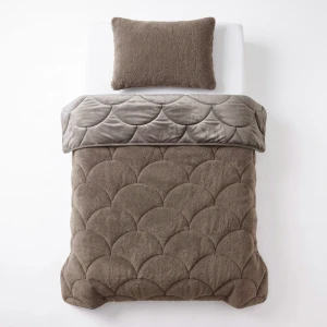 140x200 Lazy TEDDY velvet  ciemny brąz kołdra z poszewką na poduszkę
