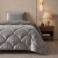 140x200 Lazy TEDDY velvet  brąz/szara kołdra z poszewką na poduszkę
