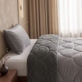140x200 Lazy TEDDY velvet  brąz/szara kołdra z poszewką na poduszkę