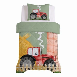 140x200 Lazy Kids TRAKTOR zieleń Kpl kołdra z poszewką na poduszkę