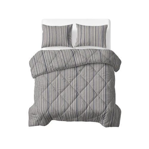 240x220 Lazy bawełna STRIPY beż/niebieski kołdra