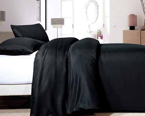 Kpl 140x220 SATIN POINT czarny mikroperkal 