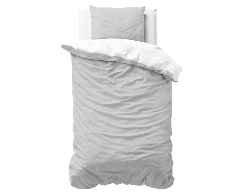 Kpl 140x220 TWIN FACE szary mikroperkal 