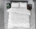 Kpl 200x220 DEEP CHECK biały bawełna satynowa