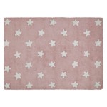 120x160cm PINK STARS eko dywan bawełniany biały