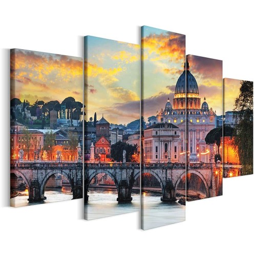 STAROŻYTNE MIASTO 300x140cm pentaptyk schodkowy