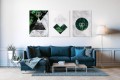 ZIELONA GEOMETRIA 180x80cm tryptyk