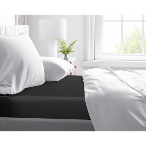 200x220 luksusowe prześcieradło satyna bawełniana k. czarny 