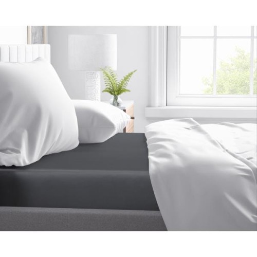 160x200 luksusowe prześcieradło satyna bawełniana k. antracyt 