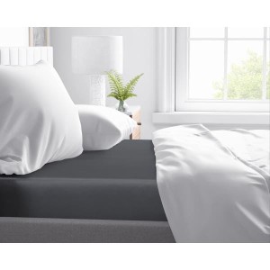 180x210 luksusowe prześcieradło satyna bawełniana k. antracyt