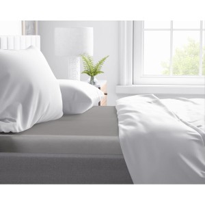 90x200cm prześcieradło na gumce satyna bawełniana szary